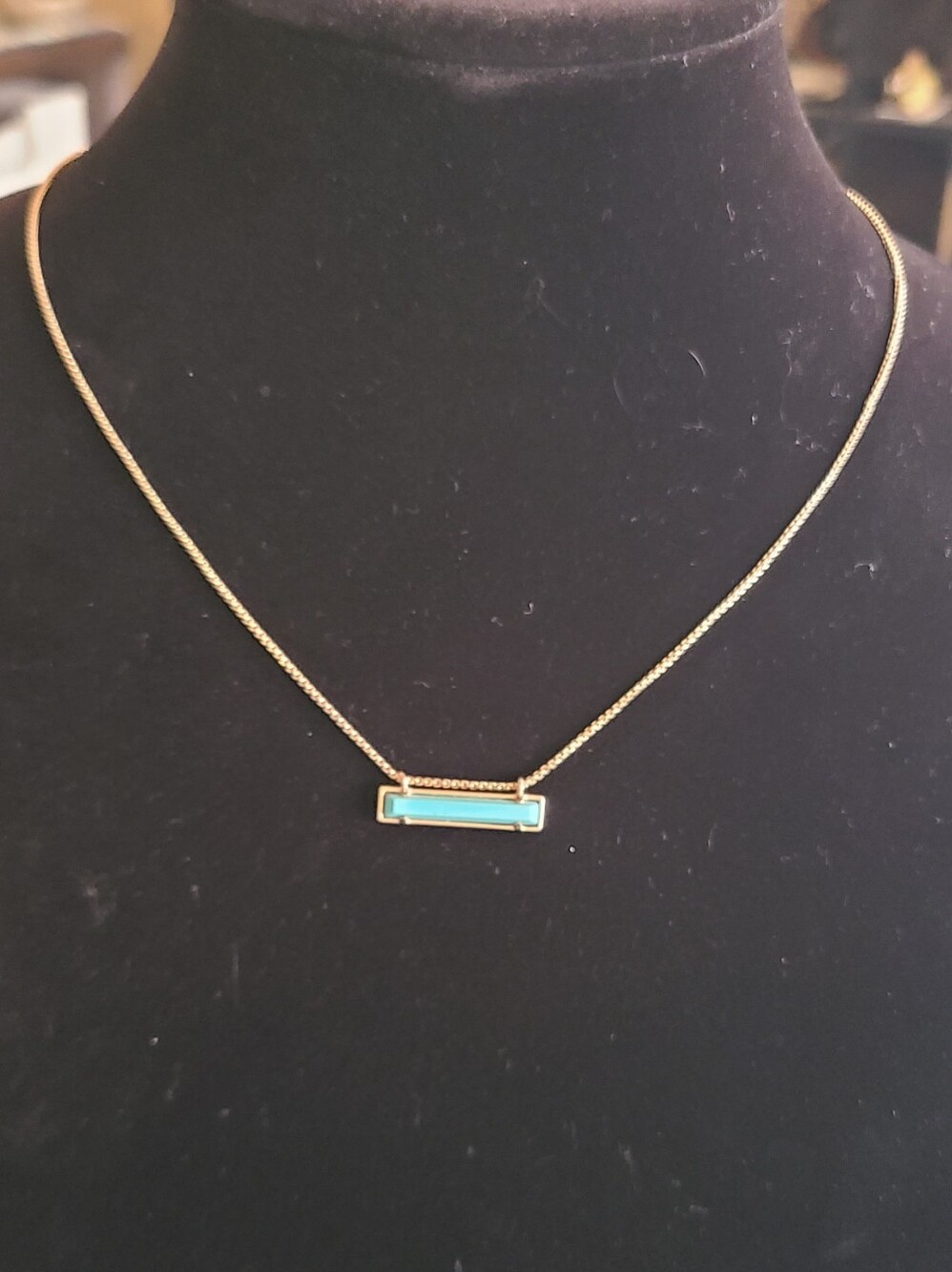 Kendra Scott Gold Bar Pendant Necklace with Turquoise Enamel